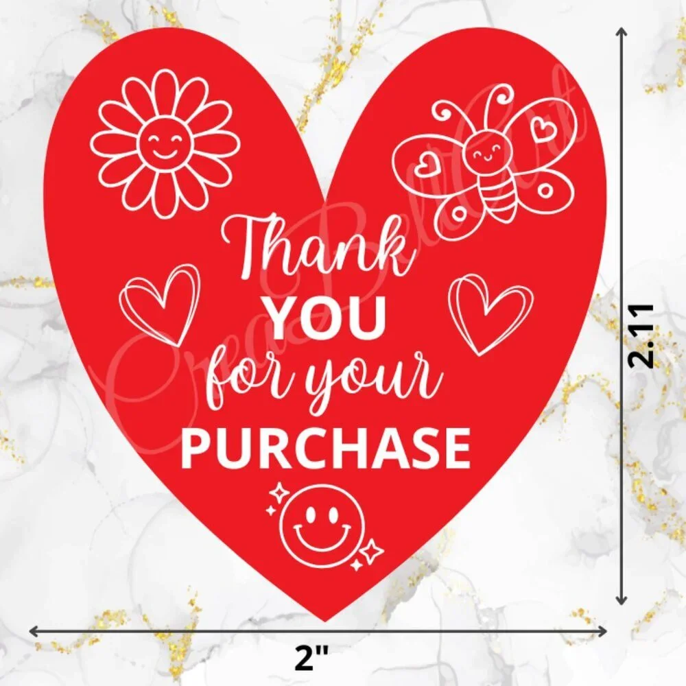 60 COUNT COLORS HEART-SHAPED THANK YOU CARDS  BLANK BACKS 2